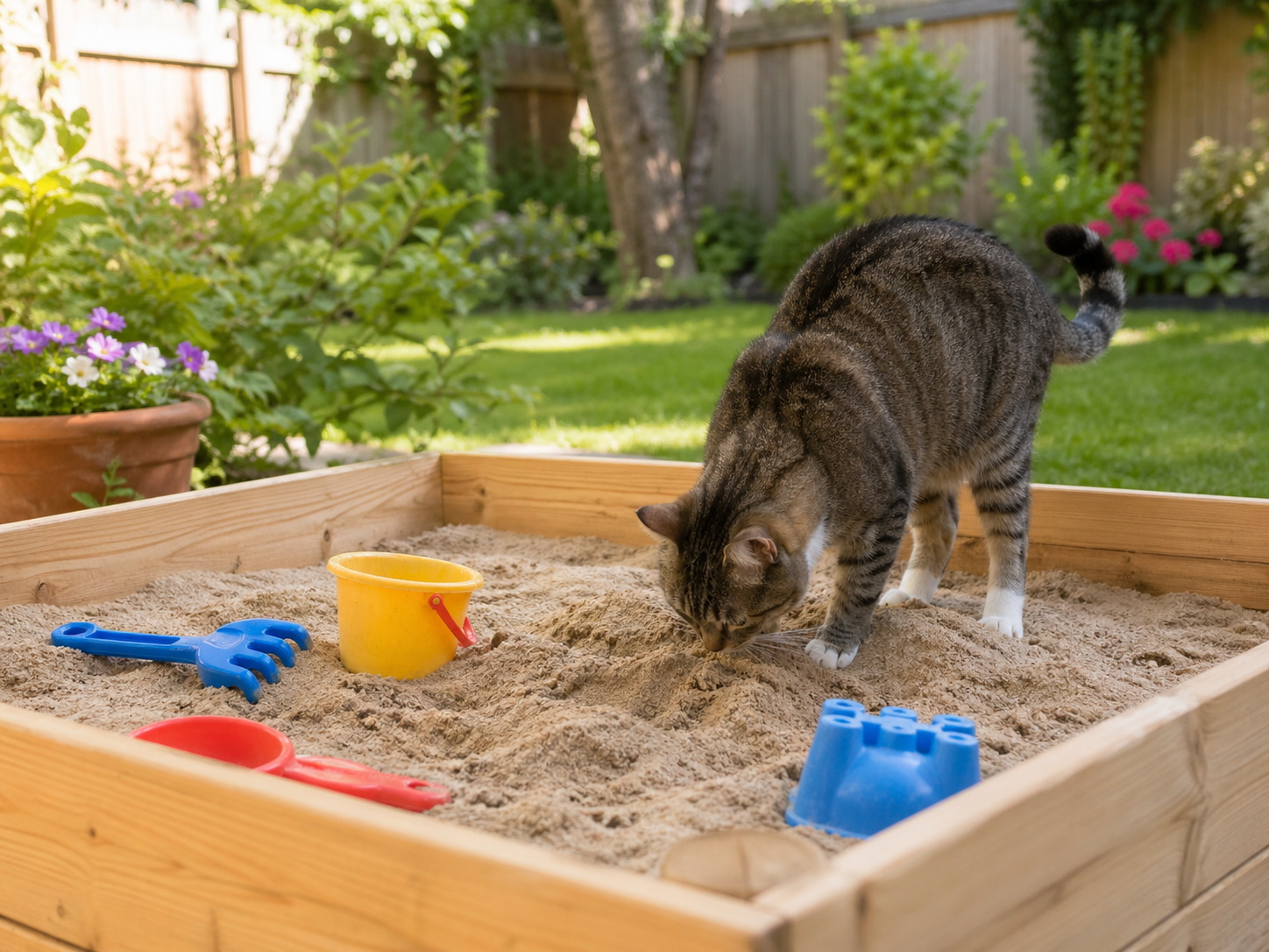 cat poop in sandbox